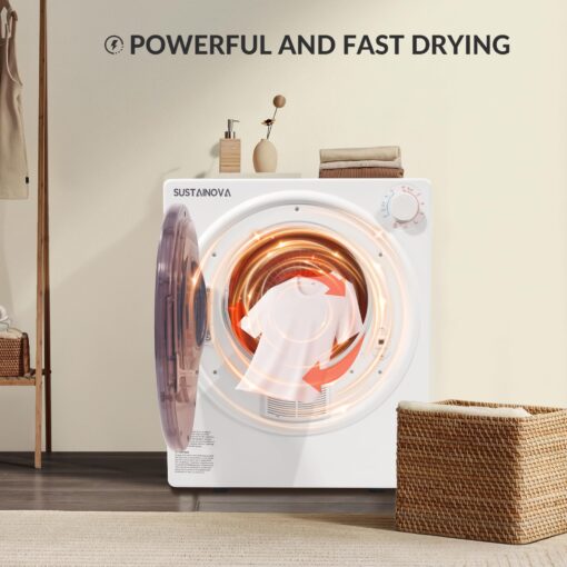 Elevon Portable Clothes Dryer 800W, Compact Dryer for laundry with 5 Drying Modes, 1.95 Cu.ft Front Load Dryer Machine, Stainless Steel Tub for Small Space, Apartments, RVs, Overheat Protection, White - Image 4