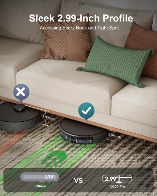 Kewbily Robot Vacuum and Mop Combo, LiDAR Navigation with Ultra Slim Design, Smart Mapping Robotic Vacuum Cleaner, 9000Pa Suction, Customizable Cleaning for Pet Hair, Carpets, and Hard Floors - Image 4