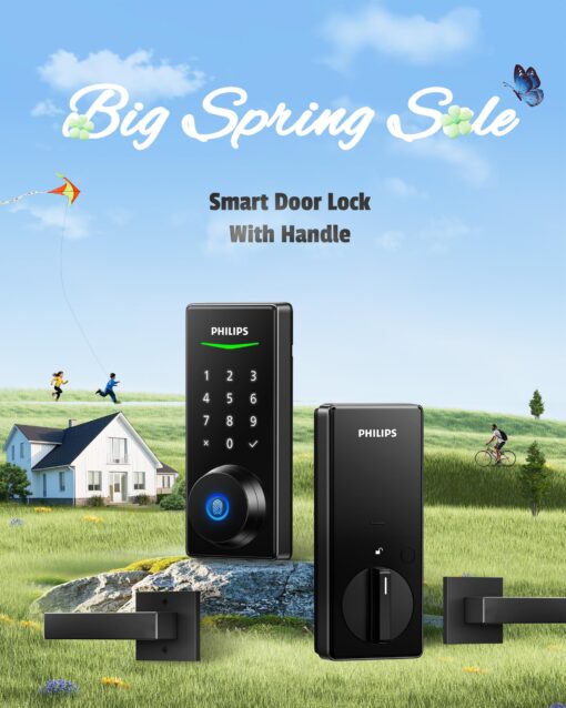 Philips Smart Lock with Handles, Keyless Entry Door Lock Set, Smart Door Lock with 2 Level Handles, Digital Keypad Deadbolt for Front Door, App Fingerprint PIN Code Unlocking, Auto Locking - Image 9