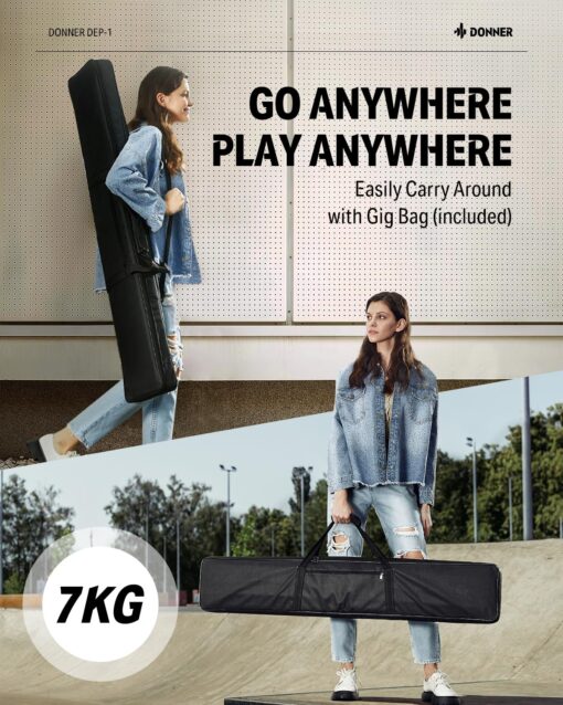Donner Piano Keyboard 88 Keys, Beginner Digital Keyboard Piano Velocity-Sensitive Keys, Portable Electric Piano with Stand, Sustain Pedal, Carrying Case and Keyboard Stickers, DEP-1 - Image 2