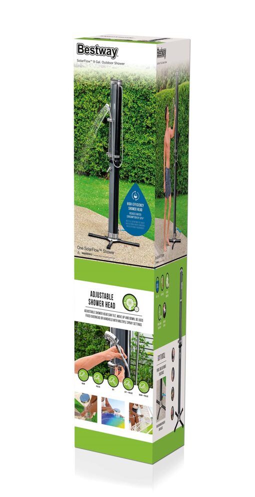 Bestway Flowclear SolarFlow 9 Gal Solar-Heated Outdoor Shower | Portable, Outside Shower Station Fixture | Great for Camping, Pool Area, Beach House - Image 3