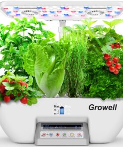 Hydroponics Growing System Kit, 17 Pods Herb Garden with 102 28W Full-Spectrum Grow Lights & 2 Fans, Indoor Garden with Water Pump, 10L Water Tank, Auto Timer, Height Adjustable (White & Grey)