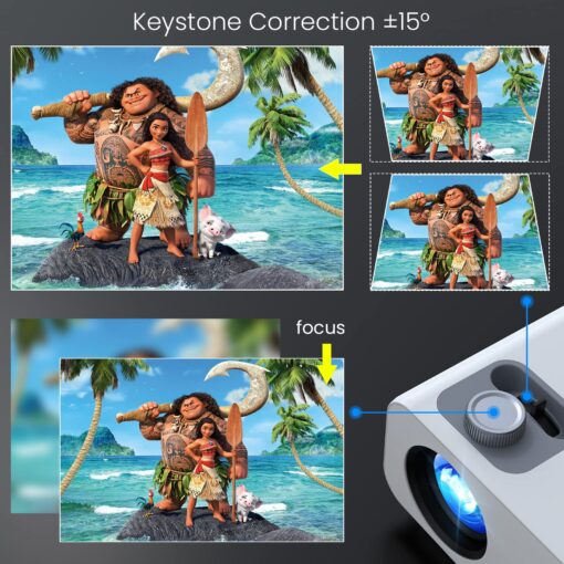 HONPOW Native 1080P Full HD Bluetooth Projector, 11000 Lumens Mini Portable Outdoor Indoor Movie Projector, Compatible with Laptop, Smartphone, TV Stick, Xbox, PS5 - Image 4