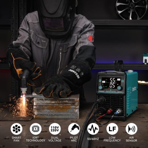 bestarc 55Amps Plasma Cutter, Blow Back Pilot Arc With [Air Sensor Technology], 110V/220V Dual Voltage Non-HF Plasma Cutting Machine, Digital Screen Display (CUT55XP 110V/220V) - Image 3