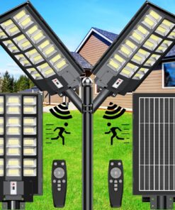 Solar Street Light Solar Street Lights Outdoor Dusk to Dawn Solar Power Lights IP66 Waterproof 6500 K LED Street Light with Motion Sensor and Remote Control for Parking Lot (7200, Watts)