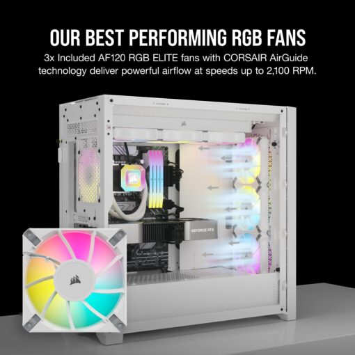 Corsair 5000D Airflow Mid-Tower Case - 3 RGB Fans - Lighting Controller - High-Airflow Design - RapidRoute Cable Management - True White - Image 5