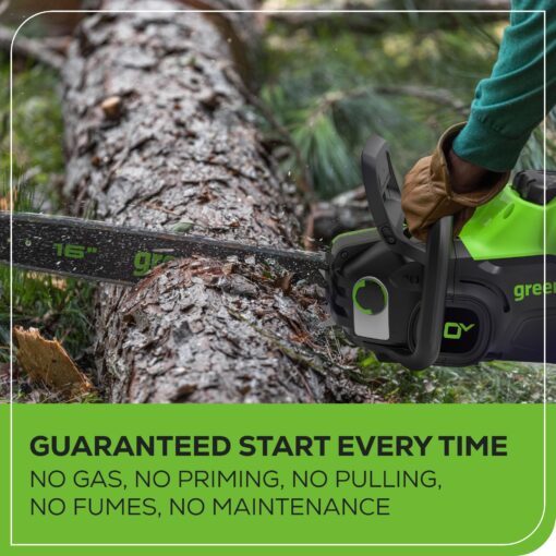 Greenworks 80V 16" Brushless Cordless Chainsaw (Great For Tree Felling, Limbing, Pruning, and Firewood), 75+ Compatible Tools, 2.5Ah Battery and Charger Included - Image 14