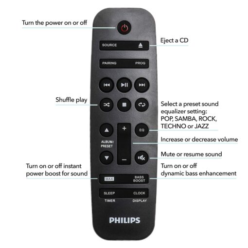 PHILIPS FX10 Bluetooth Stereo System for Home with CD Player , MP3, USB, FM Radio, Bass Reflex Speaker, 230 W, Remote Control Included - Image 4