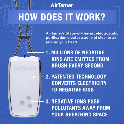 AirTamer A320W Rechargeable Personal Air Purifier, Proven Performance, Virus and Pollutant Tested*, White with Leather Travel Case - Image 3
