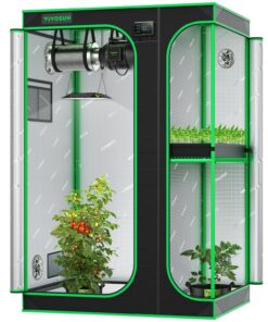 VIVOSUN D436 2-in-1 4x3 Grow Tent, 48"x36"x72" High Reflective Mylar with Multi-Chamber and Floor Tray for Hydroponic Indoor Plant