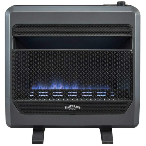 Bluegrass Living B30TPB-BB Ventless Propane Gas Blue Flame Space Heater with Thermostat Control, 30000 BTU, Heats Up to 1400 Sq. Ft., Includes Wall Mount, Base Feet, and Blower, Black - Image 3
