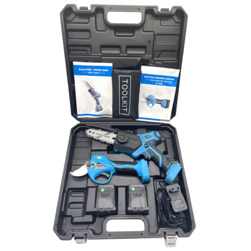 SUCA Electric Pruning Shears Pruning Shears Pruning Shears Tree Pruner Branch Cutter Pruners for Gardening with 2pcs 2Ah Lithium Battery 4-7 Working Hours Tree Branch Pruner (blue28mm+chainsaw) - Image 9