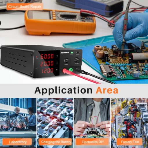 NICE-POWER DC Power Supply Variable, 60V 20A 1200W High Power Bench Power Supply with Encoder Knob & Output Switch, Benchtop Adjustable Switching Regulated Power Supplies for Repair/Test - Image 3