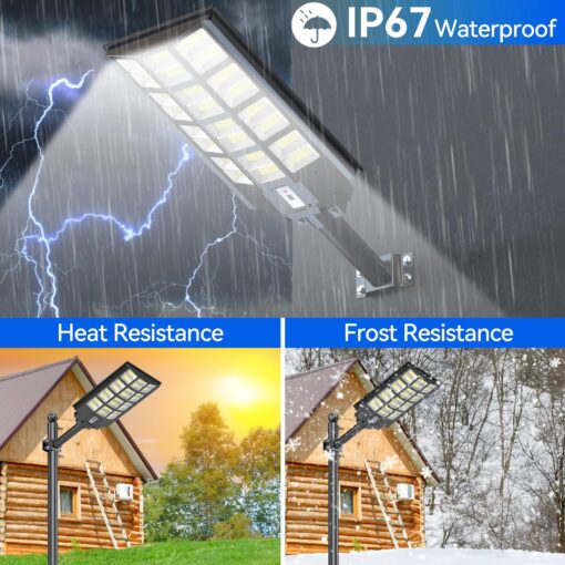 Solar Street Light Solar Street Lights Outdoor Dusk to Dawn Solar Power Lights IP66 Waterproof 6500 K LED Street Light with Motion Sensor and Remote Control for Parking Lot (7200, Watts) - Image 3