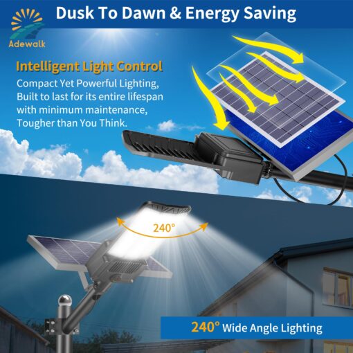 8000W Solar Street Light, Commercial Grade Solar Street Lights Outdoor Dusk to Dawn, Solar Lights Outdoor with Motion Sensor and Remote Control, Solar Parking Lot Lights for Yard, Country 2PACK - Image 3