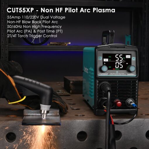bestarc 55Amps Plasma Cutter, Blow Back Pilot Arc With [Air Sensor Technology], 110V/220V Dual Voltage Non-HF Plasma Cutting Machine, Digital Screen Display (CUT55XP 110V/220V) - Image 6