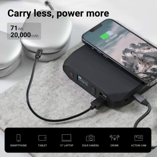 Omni 20+ Professional Premium Portable Power Bank with AC Outlet 20,000mAh/71Wh,Laptop Power Bank,Universal Charger for All Devices, Fast Charging USB-C & QC 3.0, Travel-Friendly Power Solution - Image 8
