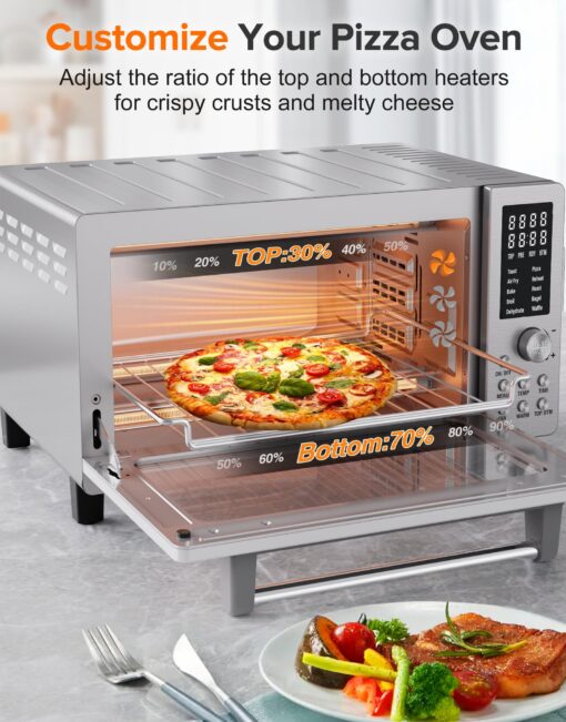 Nuwave Bravo Pro Smart 21QT Toaster Oven Air Fryer Combo, Convection Oven Countertop, 10 functions all in 1, with even & quick crisp technology, 50-450°F, 1800W, Stainless Steel - Image 4