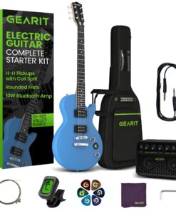 GEARit GI-155 Valley Series, 39" Electric Guitar Set w/Amplifier, H-H Pickups with Coil Split, All-Inclusive Starter Kit with Tuner, Gig Bag, and Guitar Strap, Cable, Picks, Strings - Blue