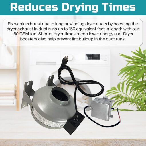 Tjernlund M-4DBT Automatic Dryer Duct Booster Exhaust Fan for Clothes Dryers - Image 8