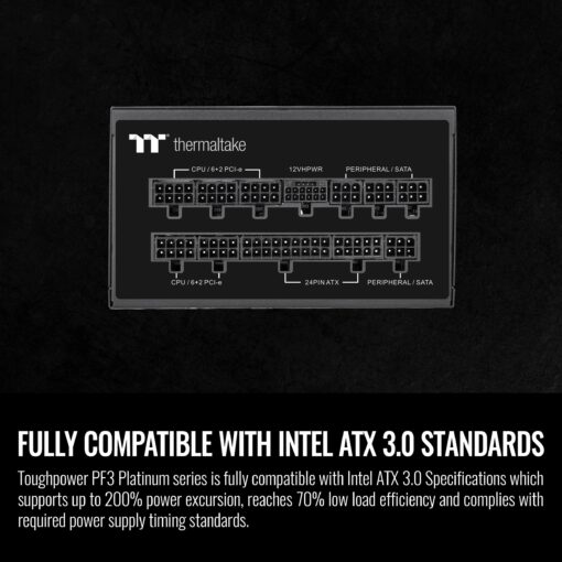 Thermaltake Toughpower PF3 ATX 3.0 1200W 80+ Platinum Full Modular SLI/Crossfire Ready Power Supply; PCIe 5.0 12VHPWR Connector Included; 10 Year Warranty; PS-TPD-1200FNFAPU-L - Image 3