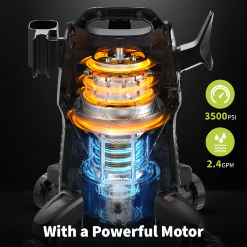 Electric Pressure Washer, 3500 PSI 2.4 GPM Power Washer with Anti-Tipping Technology, 4 Quick Connect Nozzles, Foam Cannon, Stainless Steel Lance, High Pressure Washer for Cars/Fences/Driveways/Patios - Image 8