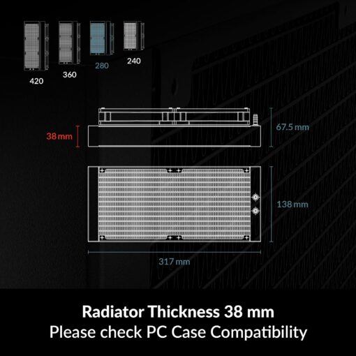 ARCTIC Liquid Freezer III 280 A-RGB - CPU AIO Water Cooler, Water Cooling PC, Intel & AMD, Efficient PWM-Controlled Pump, Fan: 200–1900 RPM, LGA1851 and LGA1700 Contact Frame - Black - Image 4