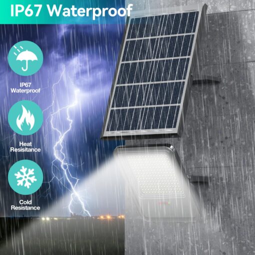 TENKOO Solar Street Flood Lights Outdoor 2000W Solar Parking Lot Lights Dusk to Dawn 150000LM Street Lights IP67 Waterproof Security Commercial Lighting with 16.4ft Cables for Yard, Garden, Pathway - Image 3