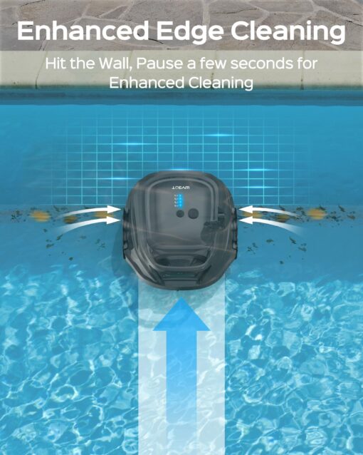 WYBOT Robotic Pool Cleaner, Cordless Pool Vacuum Robot with 120 Mins Runtime, Fast Charging, Powerful Suction, Self-Parking, Double Filters,Ideal for Above Ground Pools up to 1076 Sq.ft - Image 4