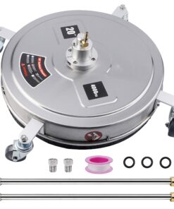 Twinkle Star 20" Pressure Washer Surface Cleaner with 4 Wheels, Stainless Steel Housing & 1/4" Quick Connector, Power Washer Attachment with 2 Extension Wand, 2 Replacement Nozzles, 4000 PSI