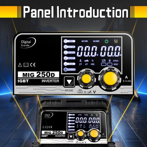 250A MIG Welder, 6 in 1 Gas MIG/Gasless Flux Core/Spool Gun/Lift TIG/Stick 220V MIG Welder with LED Digital Display Multi-process Aluminum Welding Machine - Image 6