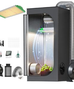 TopoGrow Hydroponic Growing Tents Kit Complete AlphaPar AQ300 LED Grow Light Lamp Full-Spectrum, 32"X32"X63"Indoor Grow Tent, 4" Ventilation Kit with Accessories for Plant Growing