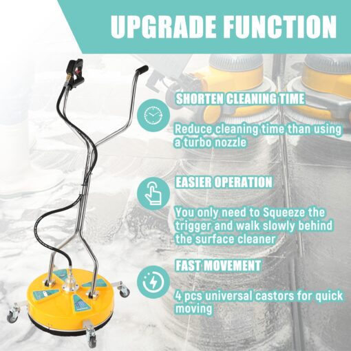 RIDGE WASHER 20'' Pressure Washer Surface Cleaner, Surface Cleaner Dual Handle, Power Washer Surface Cleaner with 4 Wheels for Cleaning Driveways, Sidewalks, Patios, Decks, 4500 PSI - Image 5