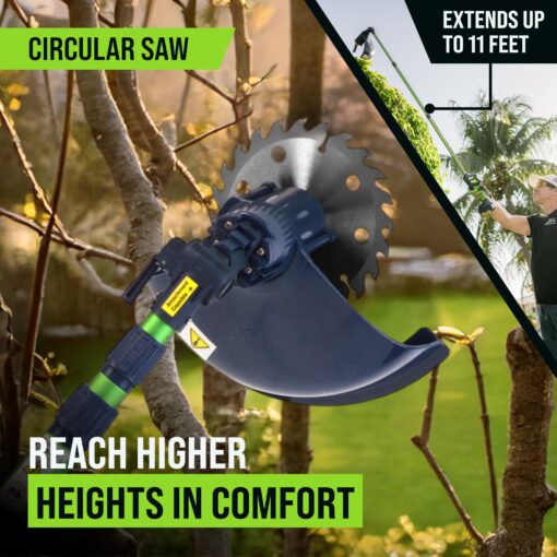 3-in-1 Cordless Yard Landscaping Tool Long Reach Hedge Trimmer + Tree Trimmer + Electric Leaf Blower Cordless with Battery & Charger Battery Powered Pole Saw & Tree Saw & Weed Eater by Max Reach Tools - Image 3