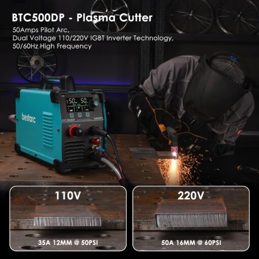 bestarc Plasma Cutter, Non Touch Pilot Arc, Air Sensor Technology, Large Digital Display Screen, BTC500DP 7Gen 50Amps 110/220V Dual Voltage, IGBT Plasma Cutter Machine (BTC500DP 7GEN 110/220V) - Image 5