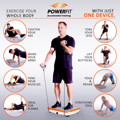 Power Fit Vibration Plate Exercise Machine, Powerfit Elite Vibration Platform, Power Plate, Body Vibration Plate for Lymphatic Drainage, Body Shaker Weight Loss - Remote, Resistance Bands & Diet Plan - Image 5