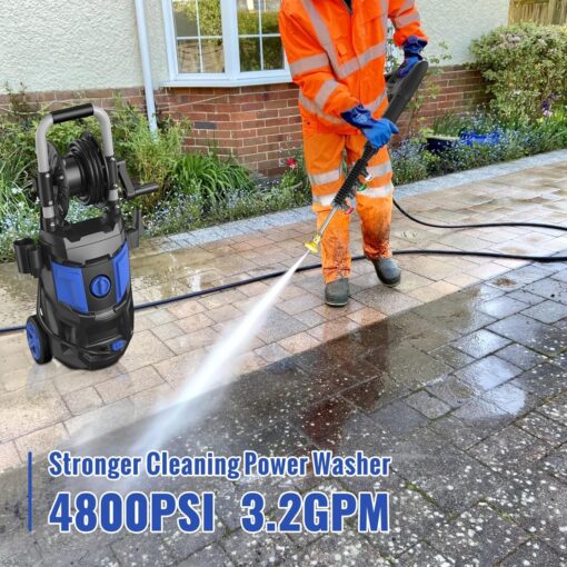 Electric Pressure Washer,4800PSI Max 3.0 GPM 20FT Hose,35FT Power Cord 4 Different Tips Foam Cannon Power Washer - Image 6