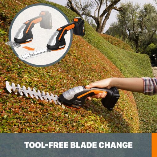 WORX 20V Power Share 4" Cordless Shear and Shrubber Trimmer Bundle with Battery & Charger - Image 5