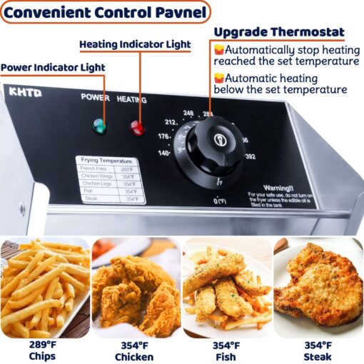 Commercial Deep Fryer with Basket, 3400W 12.7QT/12L, Detachable Large Capacity Stainless Steel Countertop Electric Oil Fryer with Temperature Control for Restaurant or Home Use - Image 5