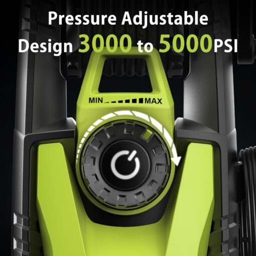 YERYORK Pressure Washer, Adjustable 5000 Max PSI 2.5 Max GPM, Power Washer with 33 FT Hose Reel, Steel Wand, 500ml Foam Cannon, 4-Nozzle Set, Electric Pressure Washer for Cars, Fences, Patios - Image 8