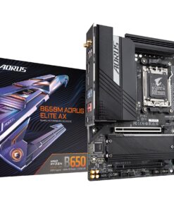GIGABYTE B650M AORUS Elite AX (AM5/ LGA 1718/ AMD B650/ Micro-ATX/ 5-Year Warranty/ DDR5/ 2* M.2/ PCIe 5.0/ USB 3.2 Gen2X2 Type-C/Intel 2.5GbE LAN/Q-Flash Plus/EZ-Latch/Gaming Motherboard)
