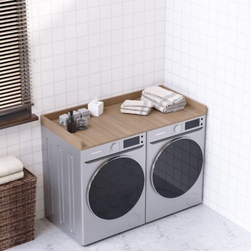 OfficeSimpli Washer Dryer Countertop, Made in USA, Non-Slip Pads, Easy Clean, Laundry Room Essentials and Decor, Washer Dryer Wood Top for Organization (Rustic Oak, Standard (27.5" x 54")) - Image 2