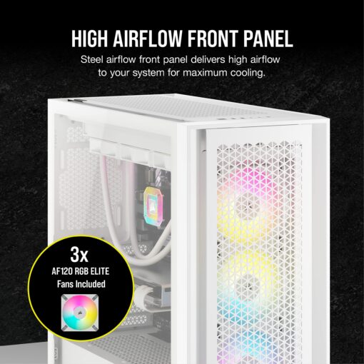 Corsair 5000D Airflow Mid-Tower Case - 3 RGB Fans - Lighting Controller - High-Airflow Design - RapidRoute Cable Management - True White - Image 6