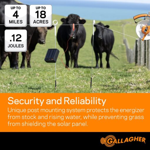 Gallagher S12 Solar Electric Fence Charger | Powers Up to 4 Miles / 18 Acres of Fence | Solar Lithium Technology, 0.12 Stored Joule Energizer | Built-in Earthing | Portable and Super Tough - Image 5