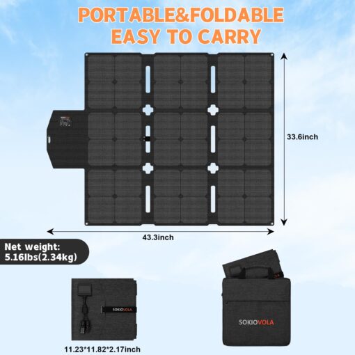 SOKIOVOLA 120W Portable Solar Panel with MC-4 Connector Foldable Solar Panel for Camping Folding Solar Panel Charger for Portable Power Station Laptops RV - Image 5