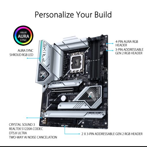 ASUS Prime Z790-A WiFi 6E LGA 1700(Intel 14th,13th&12th) ATX Motherboard (16+1 DrMOS, PCIe 5.0,DDR5,4X M.2 Slots,2.5 Gb LAN,USB 3.2 Gen 2 Front Panel Type-C, Thunderbolt 4/USB4, DP) - Image 5