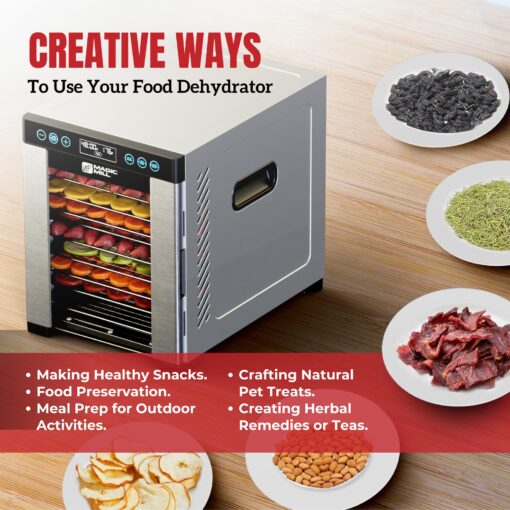 Magic Mill Pro Food Dehydrator Machine | 10 Stainless Steel Trays | Dryer for Jerky, Dog Treats, Herb, Meat, Beef, Fruit | Keep Warm Function, Digital Timer and Temperature Control, ETL Approved - Image 3