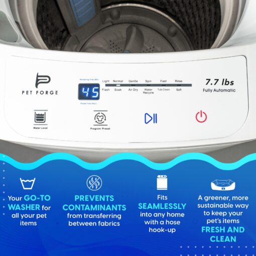 ​​Pet Forge Spin Fresh Compact Washing Machine for Pet Items - Fully Automatic Portable Washer with 8 Pounds Capacity Top Load Spin Mini Washer for Pet Hygiene - Image 3