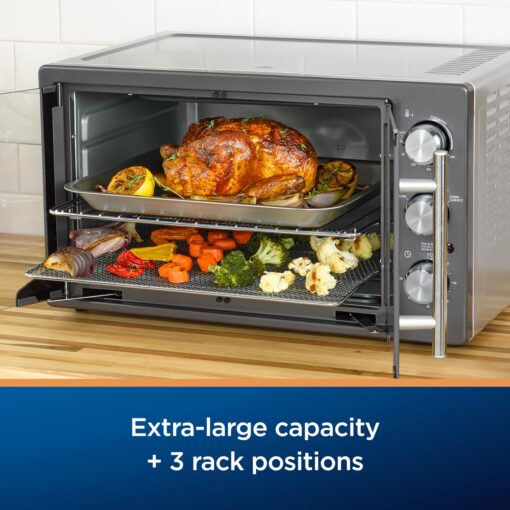 Oster Extra-Large French Door Air Fryer Countertop Oven, Stainless Steel, 60-Min Timer, 6 Cooking Functions, Versatile Accessories, Reduces Energy and Cooking Time - Image 5