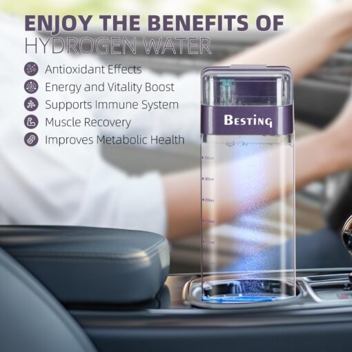 BESTING Hydrogen Water Bottle 12000PPB, Upgrade Smart Touchscreen Control SPE Hydrogen Generator, Portable Hydrogen Water Machine Easy to Use for Improved Energy Inflammation Support 350ml - Image 3